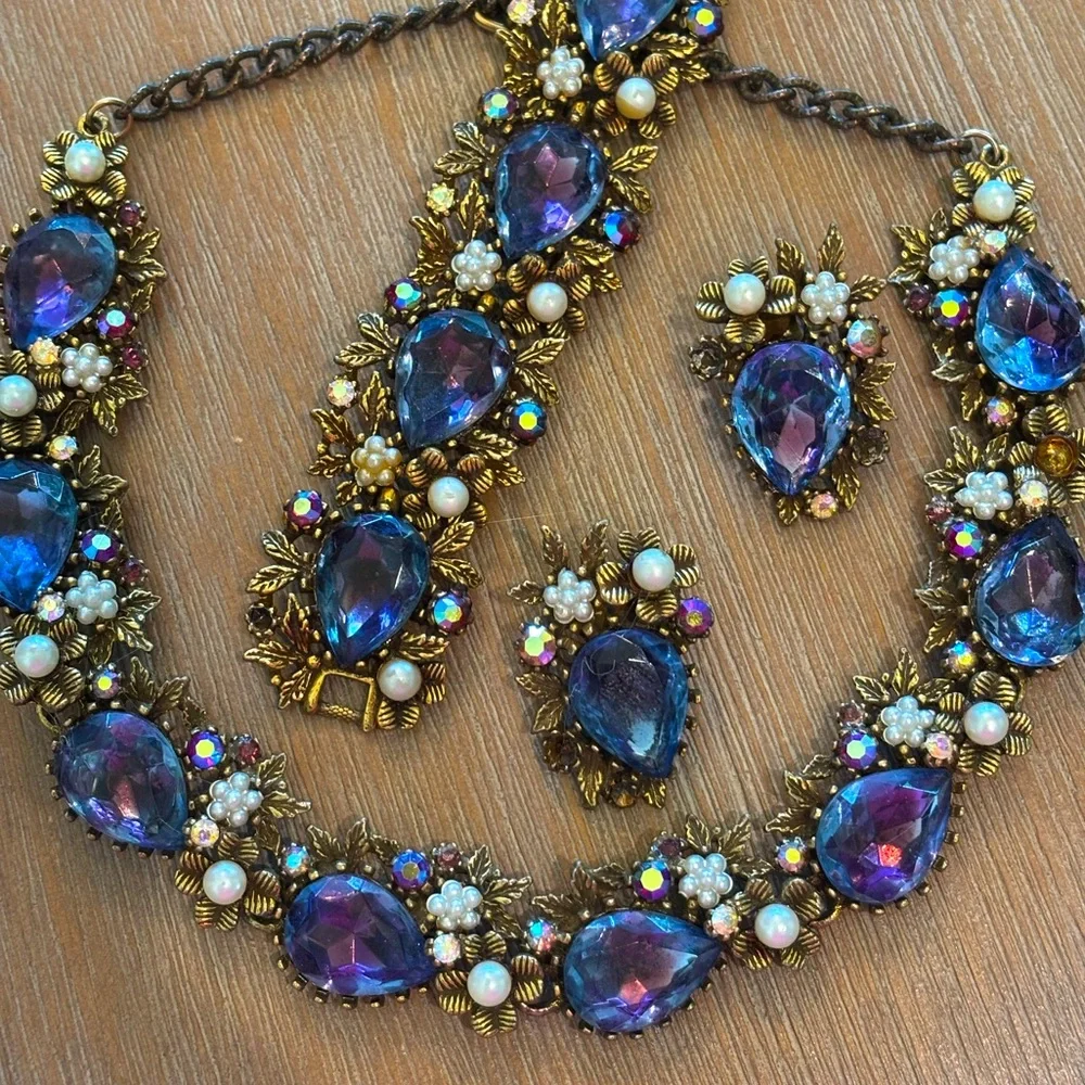 Vintage 50-60’s era necklace, bracelet & earrings set - Picture 1 of 7
